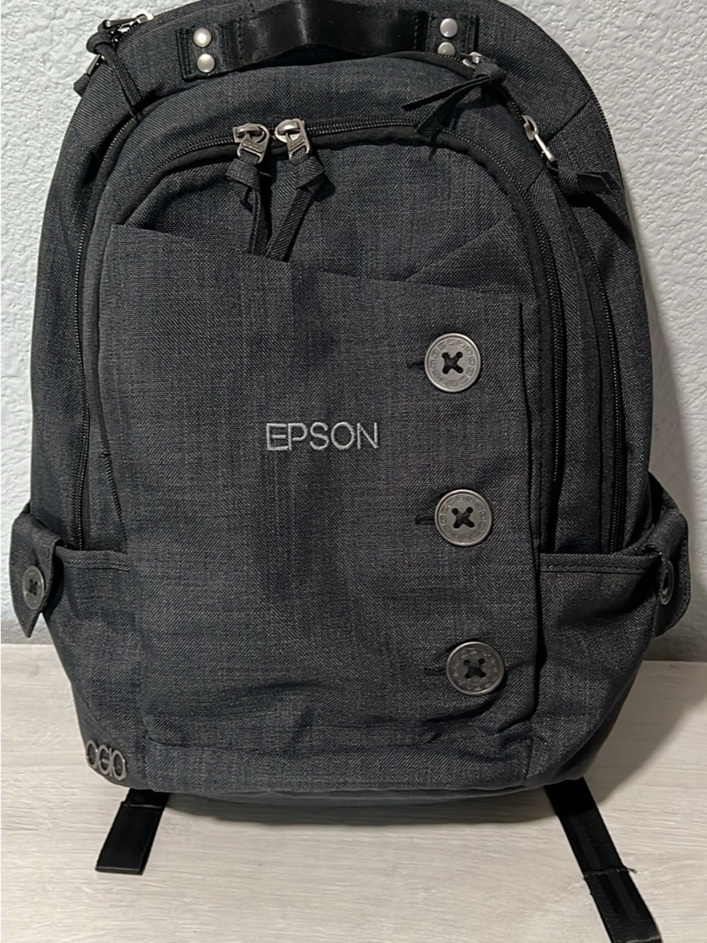 Epson Charcoal Gray Men's Backpack with Button Accent